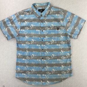 Molokai Surf Hawaiian Shirt Men's XL Blue Grey Floral Aloha Short Sleeve